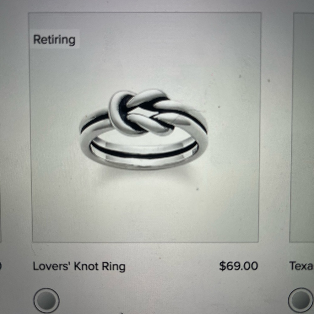 James Avery Lover’s Knot Ring Sterling Silver Size 8